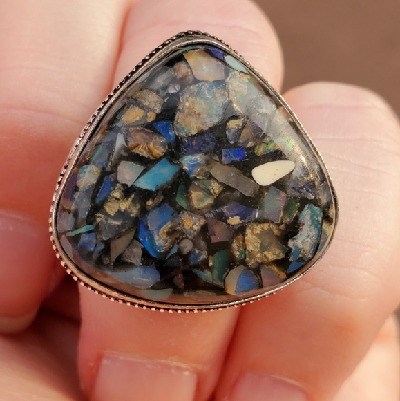 New Copper Ethiopian Opal 925 Silver Ring. - Picture 13 of 16